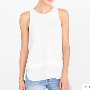 J Crew Drapey Tank with Silky Hem and Keyhole Back